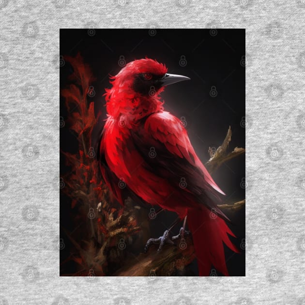 Beautiful Red bird on tree by Spaceboyishere